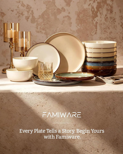 Milkyway 12-Piece Stoneware Dinnerware Set, Milk Tea8