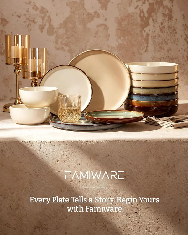 Milkyway 16-Piece Dinnerware Set with Pasta Bowls, Milk Tea6