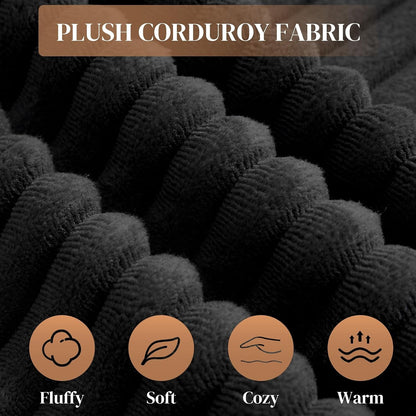 95" L Shaped Cloud Boneless Sectional Couches for Living Room, Modern Comfy Modular Deep Seat Memory Foam Compressed Corduroy Sofa Oversized Right Facing Chaise, No Assembly Required, Balck3