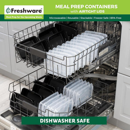 Meal Prep Containers [50 Pack] 1 Compartment with Lids, Food Storage Containers, Bento Box, BPA Free, Stackable, Microwave/Dishwasher/Freezer Safe (24 Oz)7