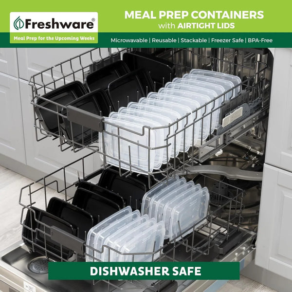 Meal Prep Containers [50 Pack] 1 Compartment with Lids, Food Storage Containers, Bento Box, BPA Free, Stackable, Microwave/Dishwasher/Freezer Safe (24 Oz)7
