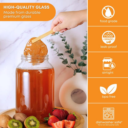 4-Pack 1 Gallon Glass Jar with Lid | Wide Mouth Food Storage Canisters | Heavy-Duty Glass Jars with Airtight Lid for Kombucha, Pickling, Canning, Fermentation, Cider, Wine and Bulk Pantry Storage3