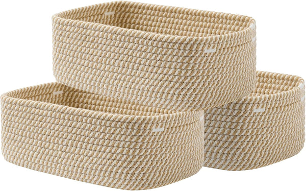 Small Woven Storage Basket for Organizing, 12 X 8 X 4.5 Inch, 3 Pack1