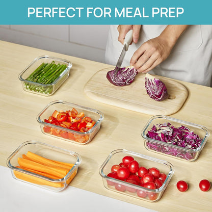 5Pack 22Oz Glass Storage Containers with Lids, Grey4