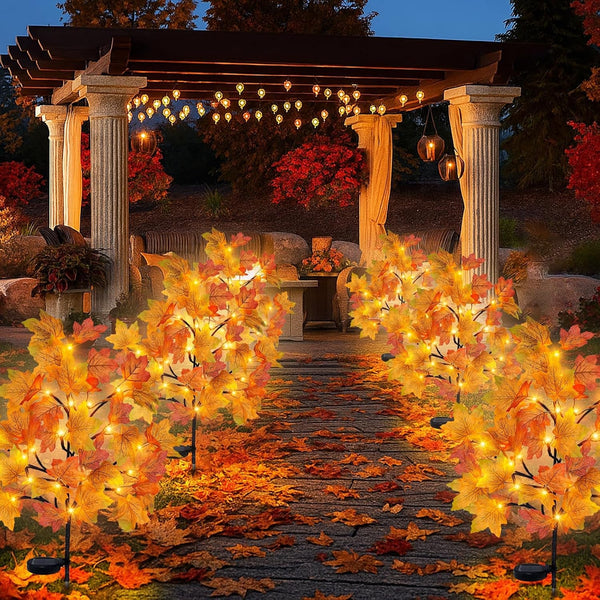 8 Pack Fall Solar Outdoor Lights, Fall Decor 160 LED Maple Leaves Solar Stake Light with 8 Modes, Waterproof Fall Garden Lights Thanksgiving Decorations for Autumn Yard Pathway Outside6