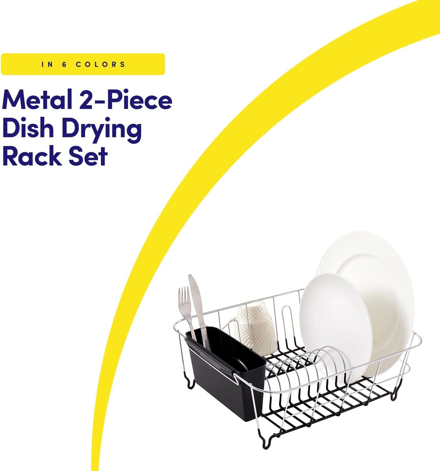 2-piece-dish-drying-rack-set-drainer-with-utensil-holder-simple-easy-to-use-fits-in-most-sinks-14-5-x-13-x-5-25-black
