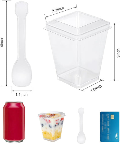 5 Oz Plastic Dessert Cups with Lids and Spoons, Yogurt Parfait Appetizer Cups for Party, Mini Dessert Shooters for Pudding and Fruit 20 Pack (60-Piece)3