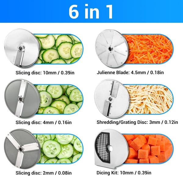Commercial Vegetable Chopper with 6 Blades, Electric Food Processor for Slicing Dicing Shredding, Professional Cheese Grater, 550W Veggie Cutter for Restaurant, Hotel School, Cafeteria, Buffet2