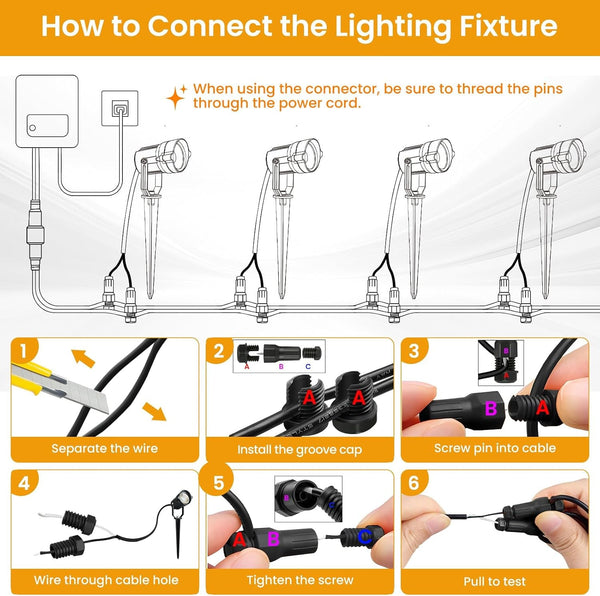 Low Voltage Landscape Lighting Kit, 6W 3000K Outdoor Spotlight 4 Pack6