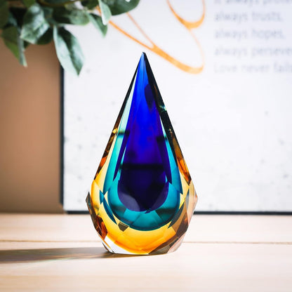 Hand-Blown Glass Sculpture Glass Decor Murano-Style Glass Statue and Figurine Wonderful Gift, Blue and Green Color9