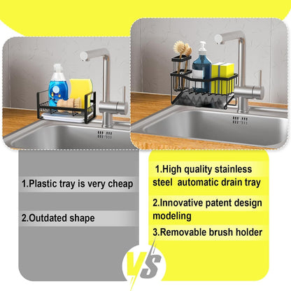 Maifan Sink Caddy Sponge Holder for Kitchen with Brush Holder and Stainless Steel Self Drain Tray, Rustproof Kitchen Sink Organizer for Sponge, Soap Dispenser Storage Accessories4