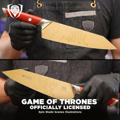 Chef Knife 8" — Game of Thrones™ House Lannister™ Edition — Official License — German Steel, 58+ HRC — for Got Collectors & Everyday Cooking — G10 Handle, Customer Support5