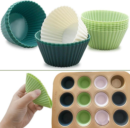 24 Pack Silicone Baking Cups Reusable Muffin Liners Non-Stick Cup Cake Molds Set Cupcake Silicone Liner Standard Size Silicone Cupcake Holder Silicon Cups for Baking Bpa Free (4 Colors)5
