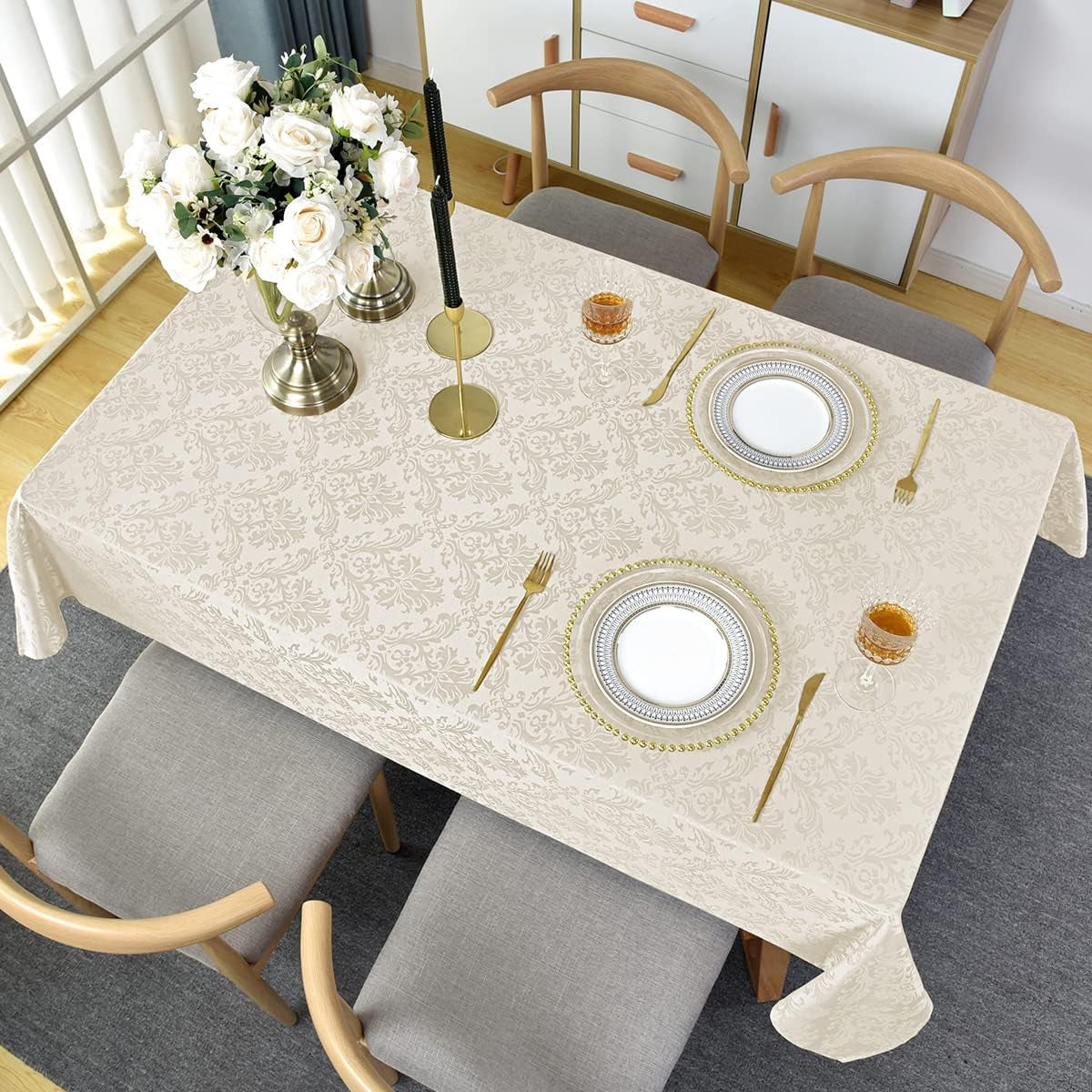 jacquard-tablecloth-rectangle-52-x-70-inch-beige-spill-proof