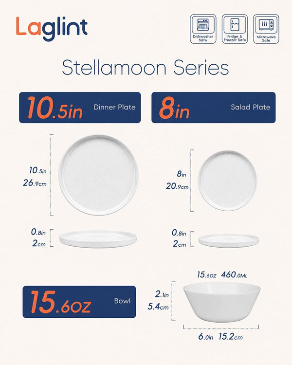 Dinnerware Sets for 4, 12 Piece White Opal Glass Dish Set2