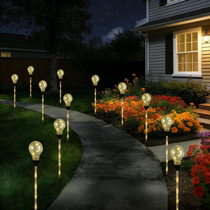 Solar Lights Outdoor Garden Decorative Waterproof 6 Pack Bulb Lights outside Solar Pathway Lights for Garden Home Christmas Landscape Path Yard Lawn Driveway Flowerbed Decor - Warm White2