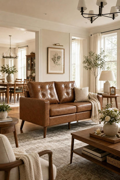 Mid Century Modern 53" Loveseat Sofa, Brown9