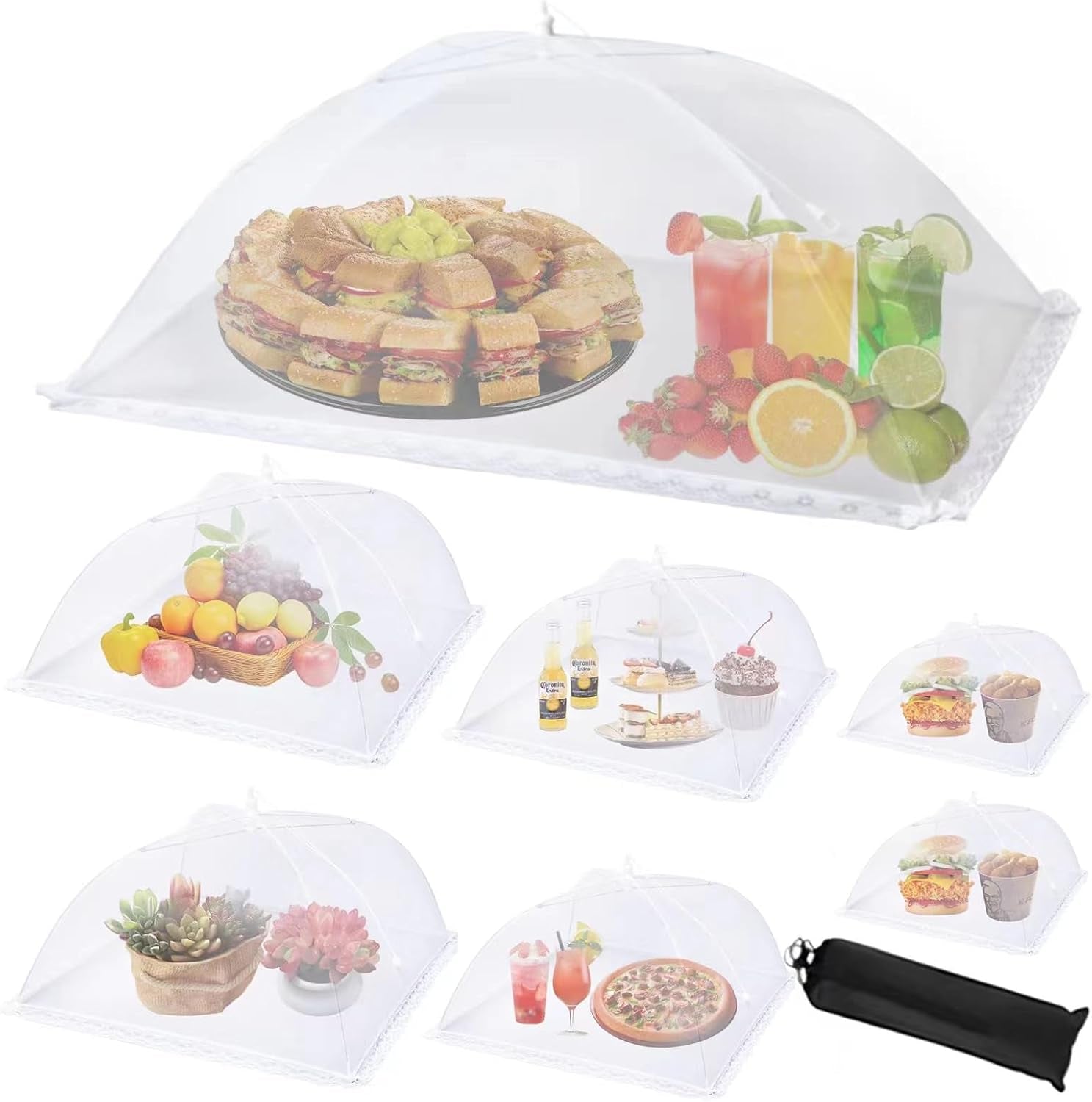 7pack-various-size-40x24-1-17x17-2-14x14-2-12x12-2-pop-up-food-tents-food-covers-for-outside-mesh-to-keep-bugs-away-reusable-collapsible-food-nets-for-picnic-party-bbq-wedding-fruit
