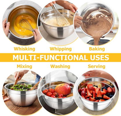 Mixing Bowls with Lids, 4.5/3/1.5 QT Stainless Steel Nesting Bowls6