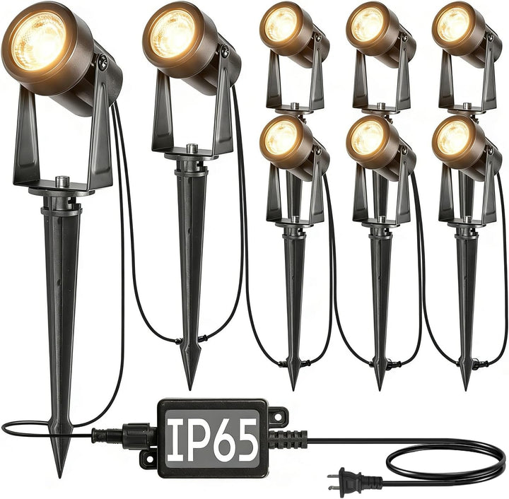 8 Pack Outdoor Landscape Lighting with Transformer, LED Spot Lights