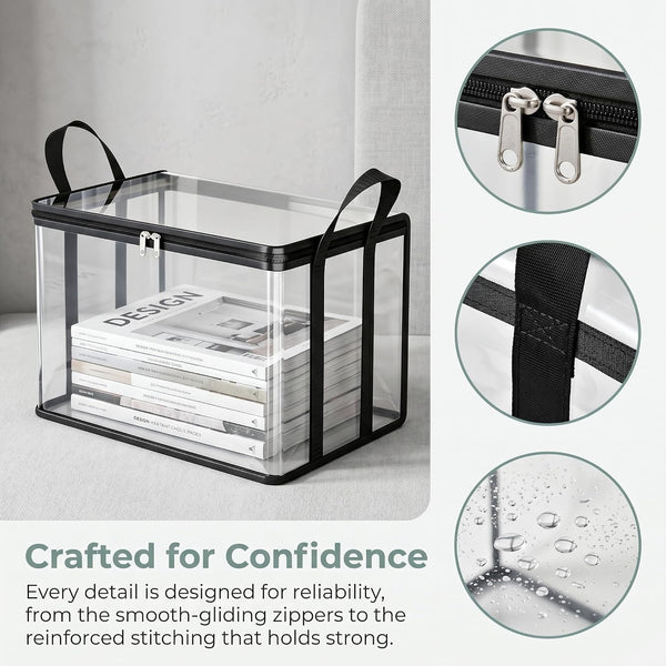 2 Pack Large Storage Transparent Box, Heavy Duty Moving Bags for Easy Transport, Ideal for Clothes Bedding Books under Bed Shelf and Closet Organization, Black4