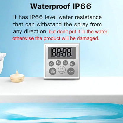 Digital Timer Waterproof Shower Timer Shower Clock Bathroom Kitchen Timer with Strong Magnet and Large LCD Display (Waterproof 7 Key)4