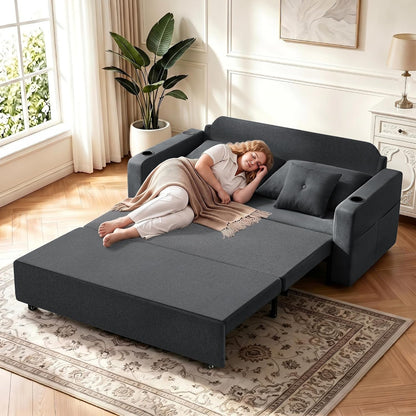 3 in 1 Sofa Bed, 56" Convertible Pull Out Couch, Loveseat Sleeper2