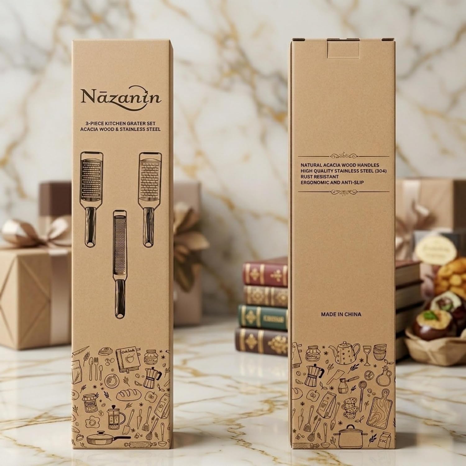 3-piece-stainless-steel-cheese-grater-zester-set-w-acacia-wood-handles-for-parmesan-lemon-zest-ginger-and-spices