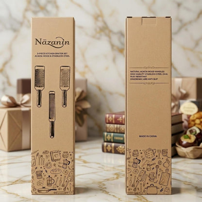3-Piece Stainless Steel Cheese Grater & Zester Set W/Acacia Wood Handles – for Parmesan, Lemon Zest, Ginger, and Spices8