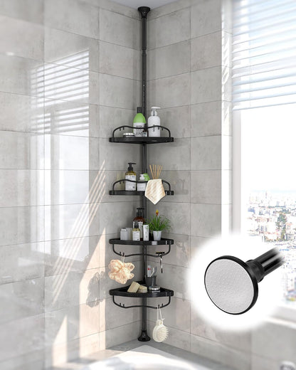 Corner Shower Caddy: Rustproof 125" Tension inside Shower Organizer, Adjustable Bathroom Organizer Shelves for Bathtub Shampoo Conditioner Storage, Floor to Ceiling Standing Caddy1