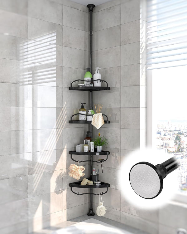 Corner Shower Caddy: Rustproof 125" Tension inside Shower Organizer, Adjustable Bathroom Organizer Shelves for Bathtub Shampoo Conditioner Storage, Floor to Ceiling Standing Caddy1