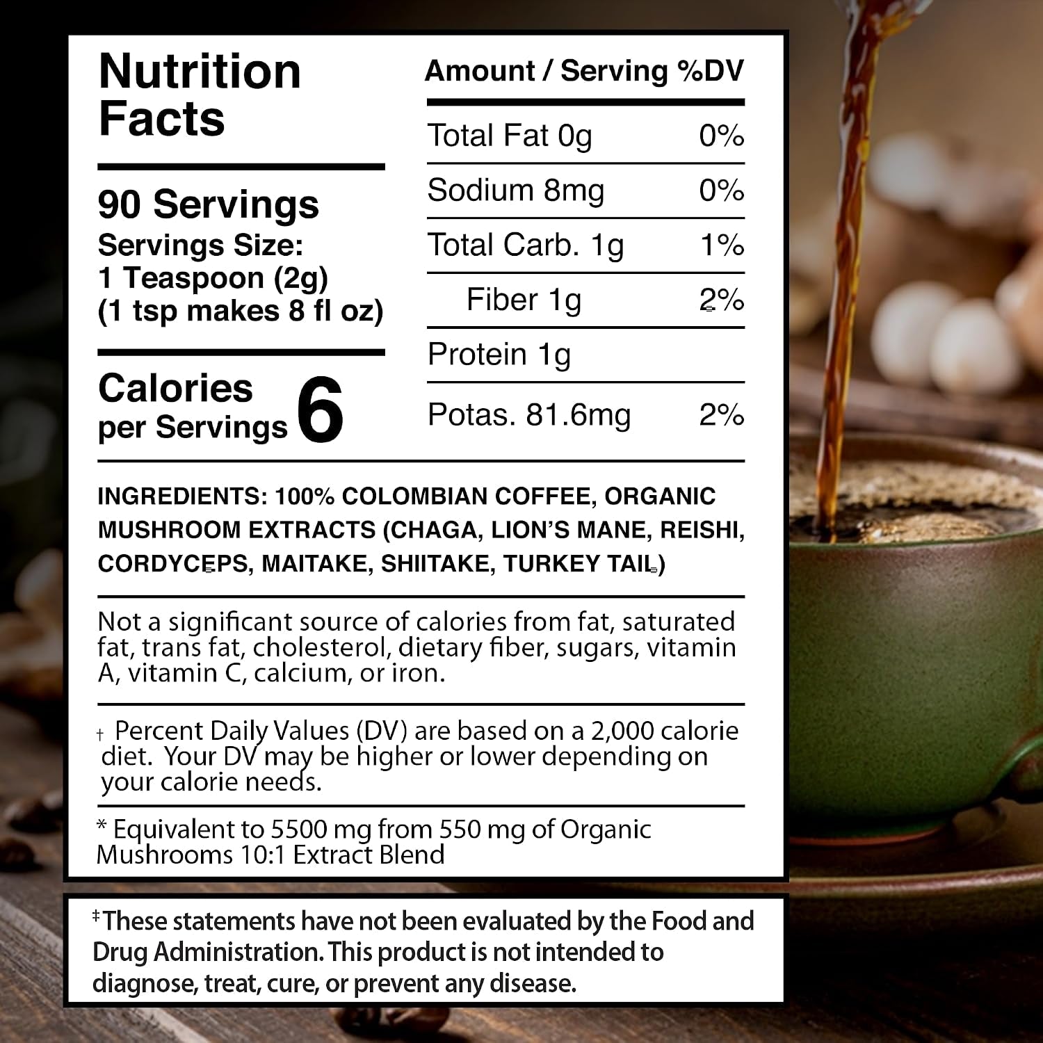 organic-mushroom-coffee-instant-7-superfood-mushroom-blend-90-servings-lions-mane-chaga-reishi-cordyceps-maitake-shiitake-turkey-tail-colombian-roast-keto-coffee-smooth-taste-1-pack