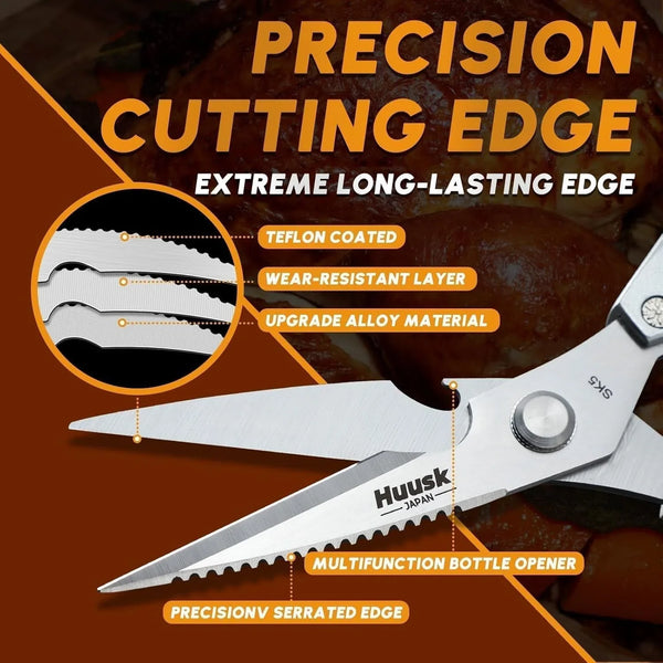 Kitchen Scissors for Food, Japanese Steel Kitchen Shears All Purpose | Multifunction Sharp Cooking Meat Scissors for Fish, Herbs, Chicken, Turkey, Gifts for Women, Non-Slip Handle, Dishwasher Safe3
