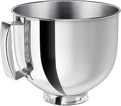 5 Quart Stainless Steel Mixing Bowl with Handle, Compatible with Kitchenaid Tilt-Head Stand Mixers 4.5–5 Qt, Durable Food-Grade Metal Bowl for Baking & Cooking1