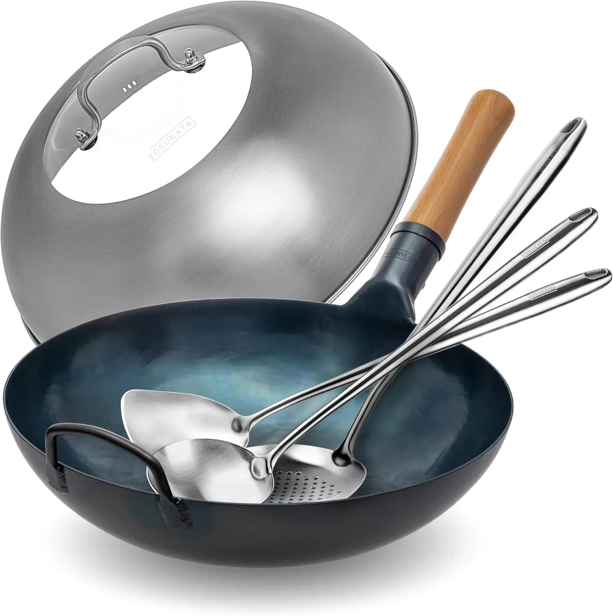 flat-bottom-wok-pan-13-5-blue-carbon-steel-wok-wok-lid-12-8-inch-17-spatula-and-ladle-skimmer-spoon