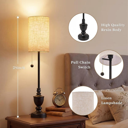 Buffet Table Lamps Set of 2,28" Tall Skinny Black Resin Living Room Lamp3