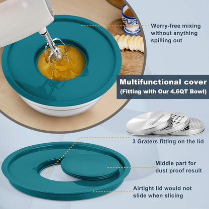 Mixing Bowls with Lids Set of 6, Nesting Salad Bowl, Blue4