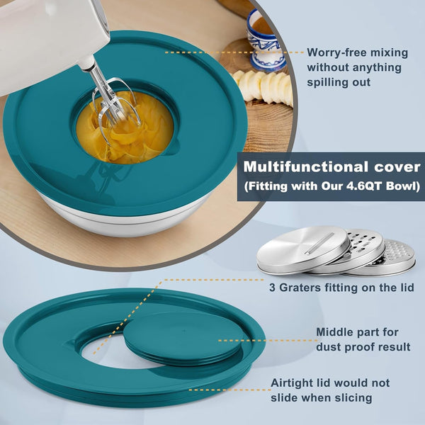 Mixing Bowls with Lids Set of 6, Nesting Salad Bowl, Blue4