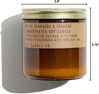 Teakwood & Tobacco Classic Large Concentrated Scented Soy Wax Candle (12.5 Oz) 60-70 Hour Burn Time, Amber Glass Jar, Made in the U.S.A.7