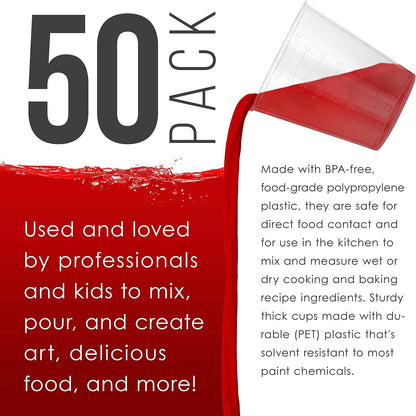5 Oz (150 Ml) Liquid Measuring Cups, 50 Pack with 25 Sticks4
