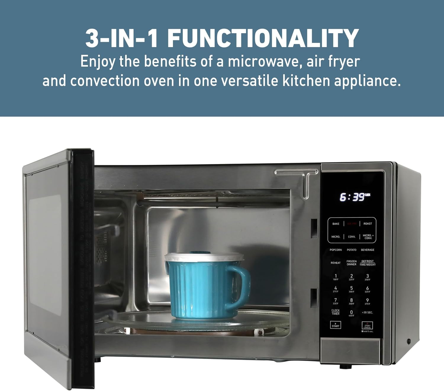3-in-1-microwave-air-fryer-convection-oven-1000-watts-with-10-power-levels-and-12-presets-speed-defrost-electronic-control-panel-and-glass-turntable-1-3-cu-ft-stainless-steel
