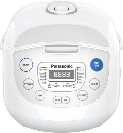 Panasonic SRZC123L Rice Cooker, 6-Cup Uncooked/12-Cup Cooked, Fuzzy Logic Microcomputer, Thick Non-Stick Aluminum Pan, Detachable Inner Lid, 10 Programs, Auto Keep Warm, Keep Warm, White2