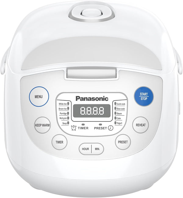 Panasonic SRZC123L Rice Cooker, 6-Cup Uncooked/12-Cup Cooked, Fuzzy Logic Microcomputer, Thick Non-Stick Aluminum Pan, Detachable Inner Lid, 10 Programs, Auto Keep Warm, Keep Warm, White2