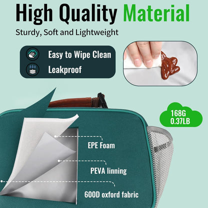 Lunch Box for Kids, Boys - Insulated Small Lunchbox Reusable, Zip Closure & Buckle Handle, Portable Cooler for Work, School, Travel (Lake Green)5