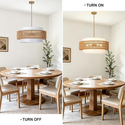 25.6" Rattan Chandelier for Dining Room, 6-Light Boho Pendant Hanging Light4