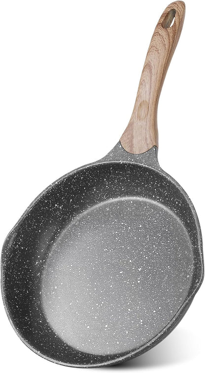 8 Inch Nonstick Frying Pan Easy Clean Small Egg Pan Skillet | Even Heating All Stove Compatible, Dual Spouts, PFOA PFOS Free, Cool Ergonomic Handle, Non Stick Omelet Cooking Fry Pan,Grey1