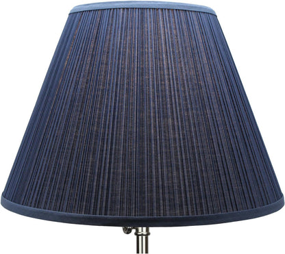 Lampshade 9" Top Diameter X 18" Bottom Diameter X 13" Slant Height with Washer (Spider) Attachment for Lamps with a Harp (Pleated Navy)3
