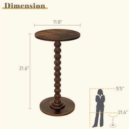 round Side Table, Small Drink Table for Small Spaces, Modern Accent Nightstand with Solid Wood Leg for Living Room, Bedroom, Corners, and Office (Rustic Brown)3