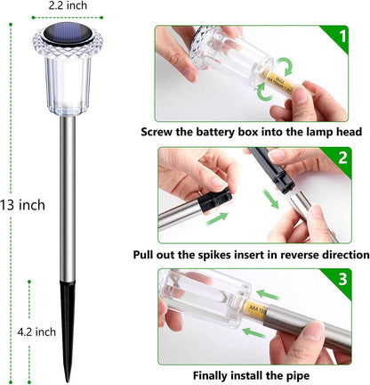 10 Pack Solar Pathway Lights Outdoor Waterproof, Cool White LED5