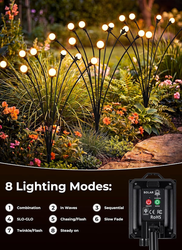 Solar Lights Outdoor,4Pack 32LED Solar Garden Lights Warm White5
